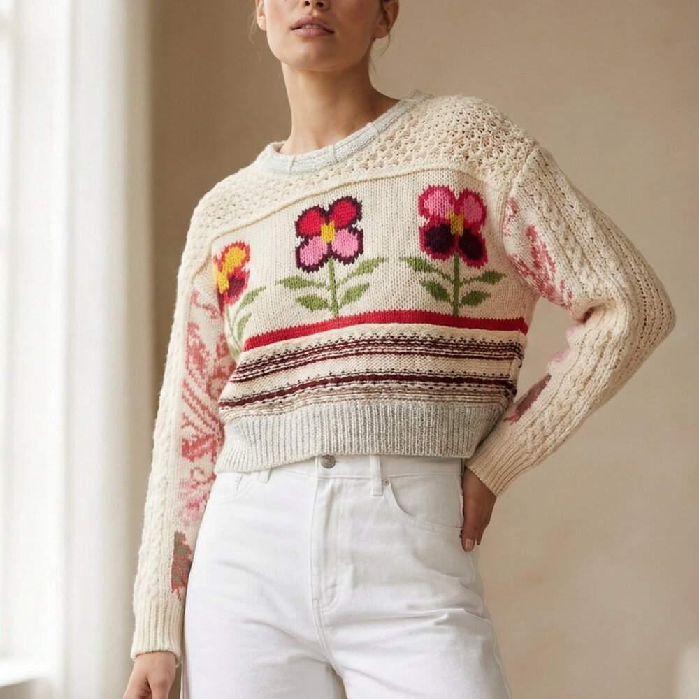 $148 Rosemary Crafty Knit cropped oversize Sweater XS - Picture 4 of 15
